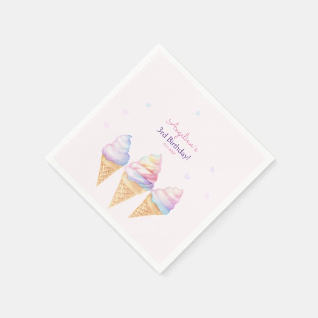 Serviette En Papier Soirée d'anniversaire de Napkins avec crème glacée (Coin)