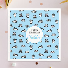 Serviette En Papier Soirée d'anniversaire du Motif Cute Panda