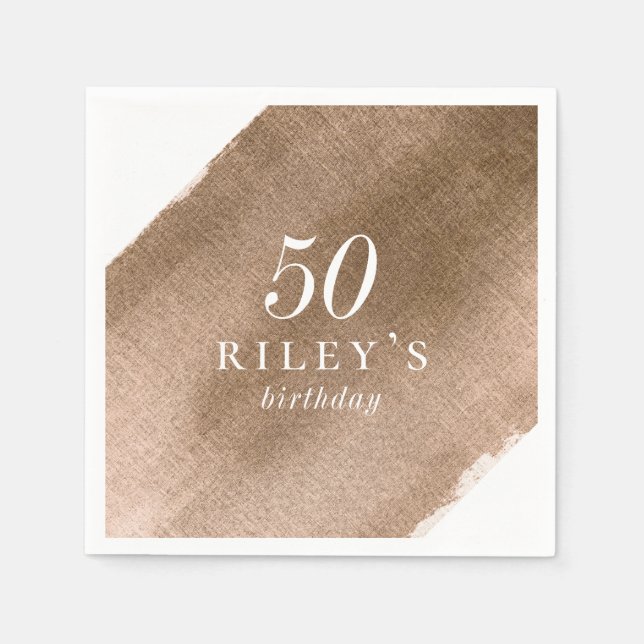 Serviette En Papier Soirée d'Anniversaire en or métallique (Devant)