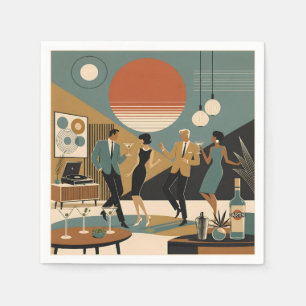 Serviette En Papier Soirée Dansante Martini Ambiance Californienne Mil
