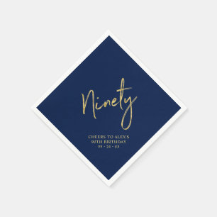 Serviette En Papier Soirée de 90e anniversaire Gold & Navy