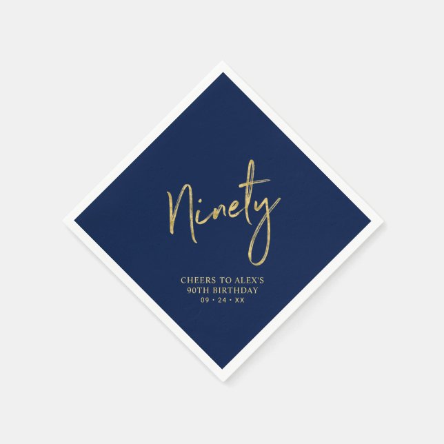Serviette En Papier Soirée de 90e anniversaire Gold & Navy (Coin)