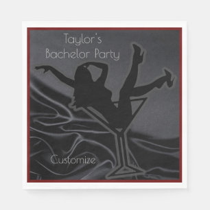 Serviette En Papier Soirée de célibataire silhouette en satin noir