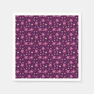Serviette En Papier Soirée de fille spatiale étoile rose Burgundy
