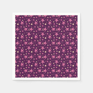 Serviette En Papier Soirée de fille spatiale étoile rose Burgundy