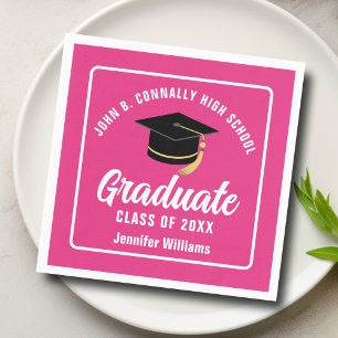 Serviette En Papier Soirée de fin d'études rose chaud mignonne Personn