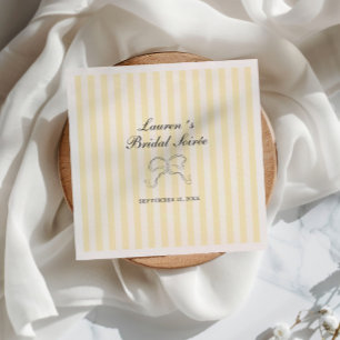 Serviette En Papier Soirée de mariage aux rayures jaunes douces