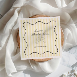 Serviette En Papier Soirée de mariage aux rayures jaunes douces