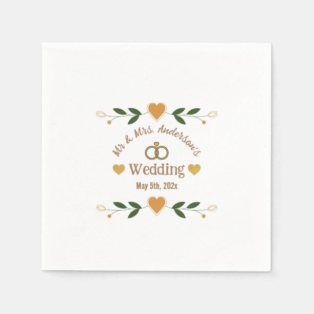 Serviette En Papier Soirée de mariage blanc moderne et élégante (Devant)
