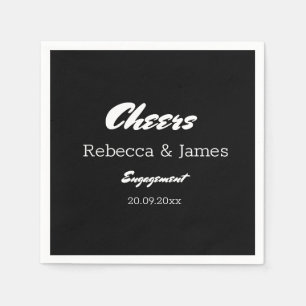 Serviette En Papier Soirée de mariage des Fiançailles noirs