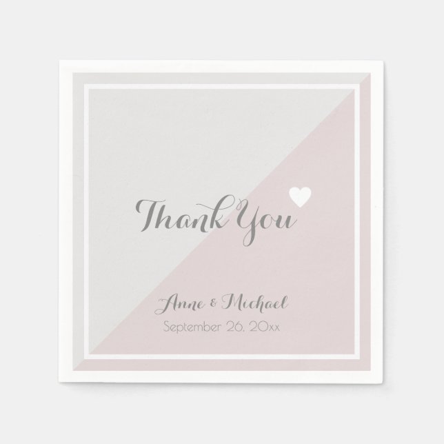 Serviette En Papier soirée de mariage élégante "merci" (Devant)