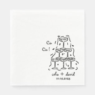 Serviette En Papier Soirée de mariage italienne élégante Cin Cin