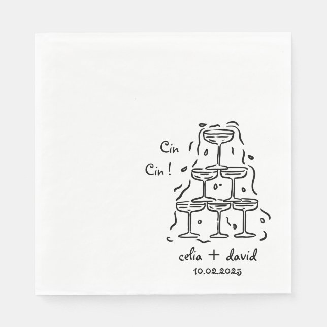 Serviette En Papier Soirée de mariage italienne élégante Cin Cin (Devant)
