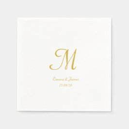 Serviette En Papier Soirée de mariage Monogramme Gold & White