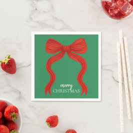 Serviette En Papier Soirée de Noël Elegant Bow Rouge -