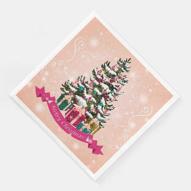 Serviette En Papier Soirée de Noël Joyeux (Coin)
