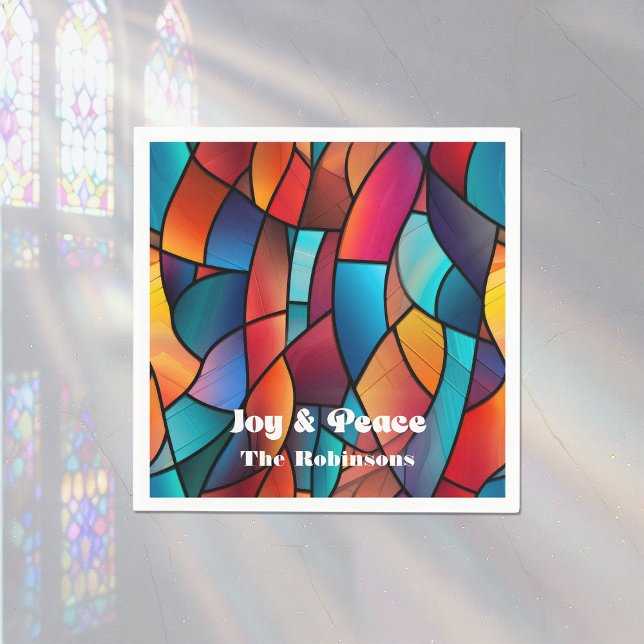 Serviette En Papier Soirée de vacances en verre (Stained Glass Holiday Party Napkins)