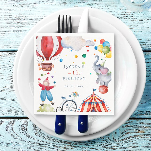 Serviette En Papier Soirée des Anniversaires de enfants du cirque (Créateur téléchargé)
