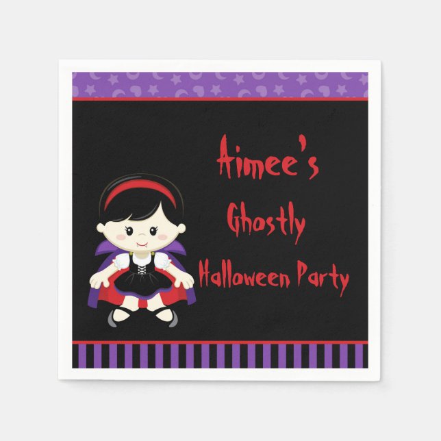 Serviette En Papier Soirée d'Halloween de fille Vampire (Devant)