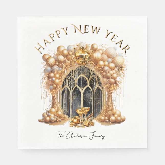 Serviette En Papier Soirée Elegant & Gold New Years (Devant)