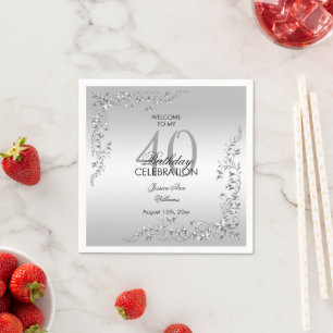Serviette En Papier Soirée élégante Décoration argentée 40e anniv