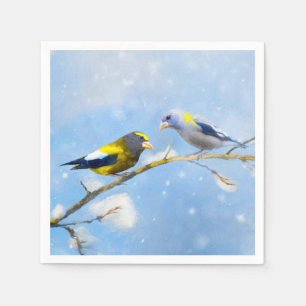 Serviette En Papier Soirée Grosbeak Peinture - Cute Original Chien Art