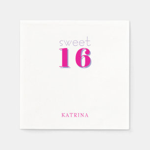 Serviette En Papier Soirée personnalisée Hot Pink Sweet 16 Anniversair