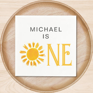 Serviette En Papier Soirée personnalisée Soleil Jaune Premier Annivers