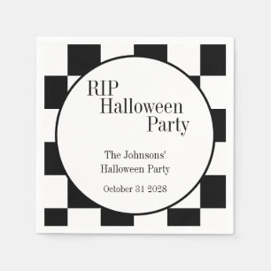 Serviette En Papier Soirée RIP Halloween damier noir et blanc