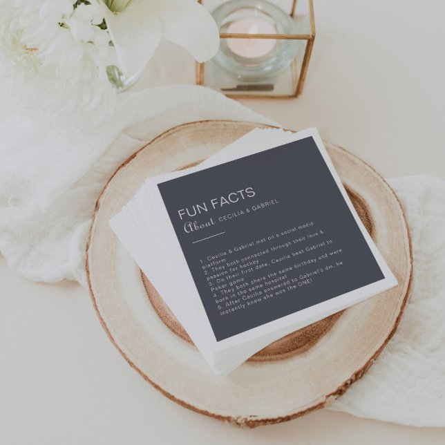 Serviette En Papier Soirée simple Boho Trivia Fun Facts Mariage (Créateur téléchargé)