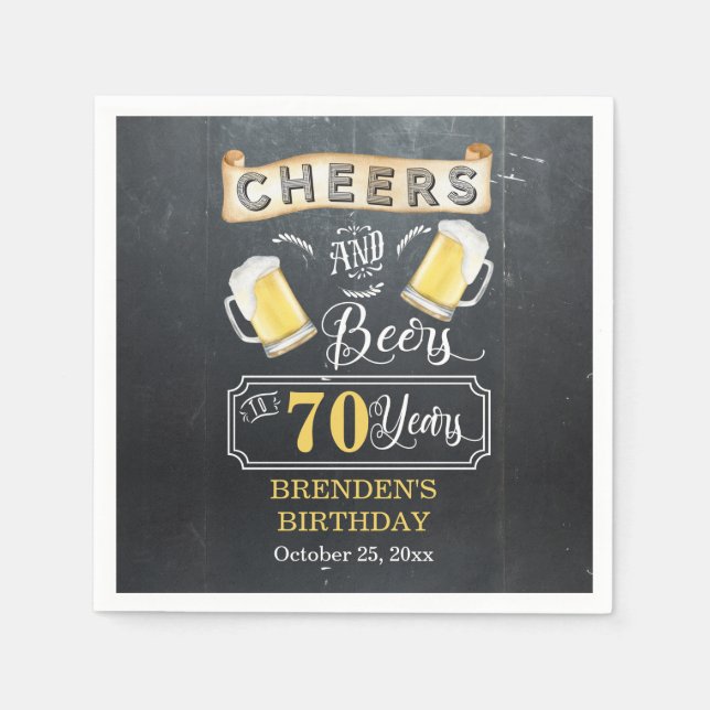 Serviette En Papier Soirées et bières à 70 ans fête d'anniversaire (Devant)