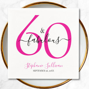 Serviette En Papier Soixante ans et Fabuleux Nom Date 60e Fête d'anniv