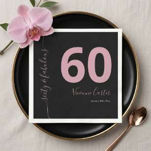 Serviette En Papier Soixante ans et Fabuleux Texte Rose Invitation 60è