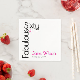 Serviette En Papier Soixante ans Fabulux Anniversaire Chic Rose