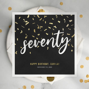 Serviette En Papier Soixante-dix Fête d'anniversaire Black Gold 70 ans