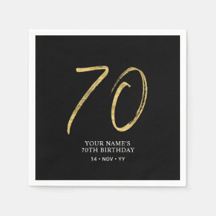 Serviette En Papier Soixante-dix   Lettre dorée et noire 70 ans