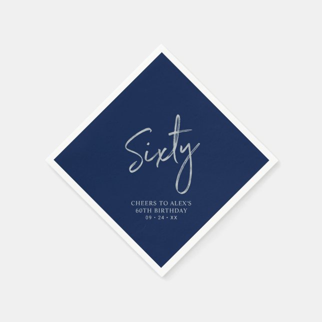 Serviette En Papier Soixante moderne 60e fête d'anniversaire Silver &  (Coin)