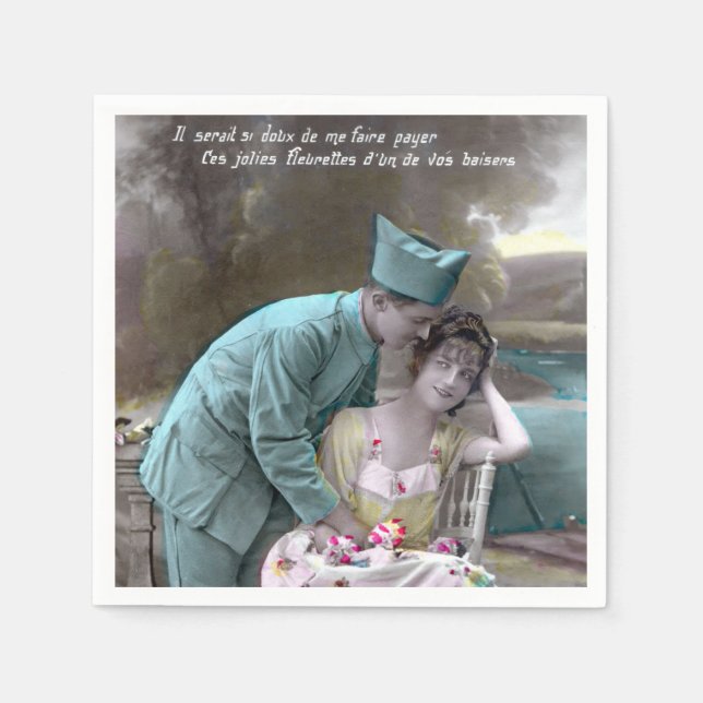 Serviette En Papier Soldat et amoureux (Devant)