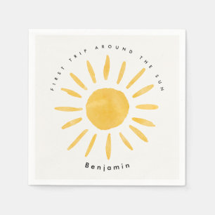 Serviette En Papier soleil 1er anniversaire aquarelle soleil