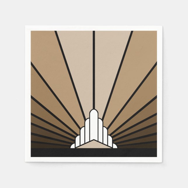 Serviette En Papier Soleil Art déco bronzé (Devant)