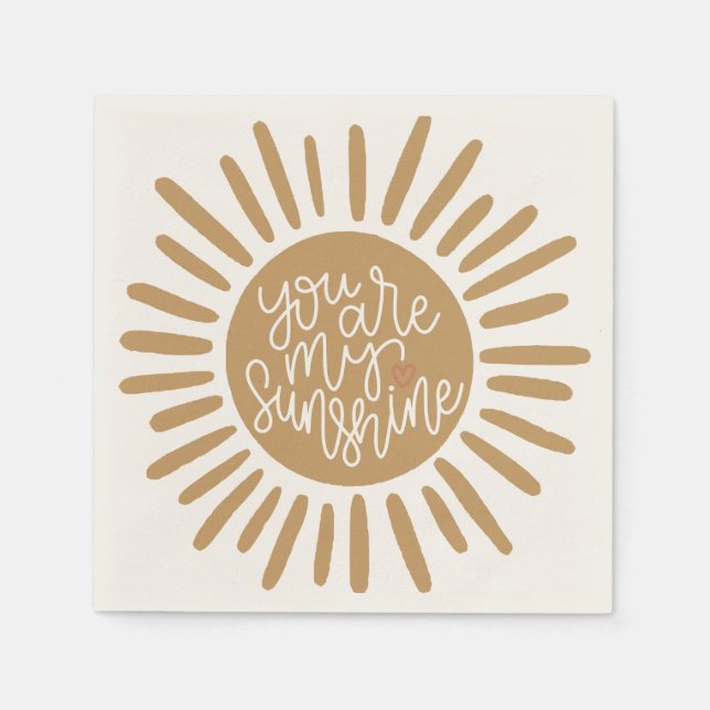 Serviette En Papier soleil boho pour anniversaire ou baby shower (Devant)