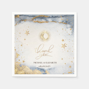 Serviette En Papier Soleil céleste, Lune, Etoiles Aquarelle