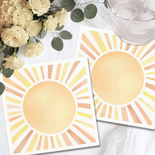 Serviette En Papier Soleil Jaune Orange Soleil