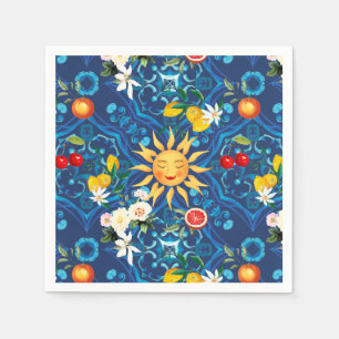 Serviette En Papier soleil méditerranéen, fruits, été, art du citron,