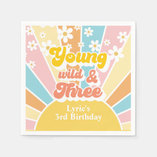 Serviette En Papier Soleil Rétro Marguerite 3e anniversaire
