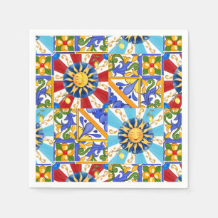 Serviette En Papier soleil sicilien, majolica, citron,