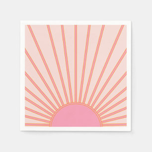 Serviette En Papier Soleil Sunrise rose Abstrait Retro Sunshine