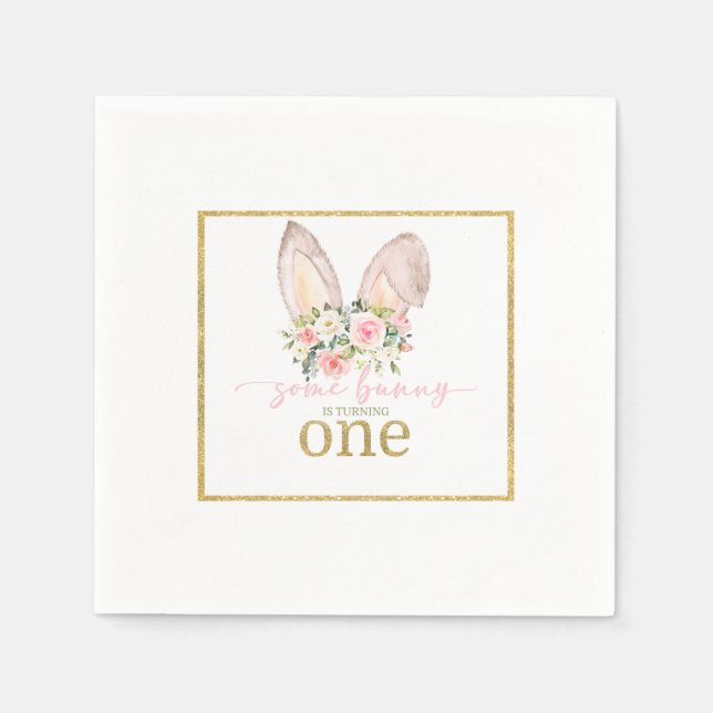 Serviette En Papier Some Bunny is turning ONE (Bunny Ears) (Devant)