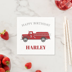 Serviette En Papier Sonnez l'alarme Camion de pompiers Fête d'annivers