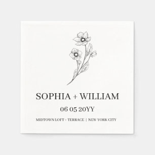 Serviette En Papier Sophia Elegant Modern Cocktail Mariage de réceptio